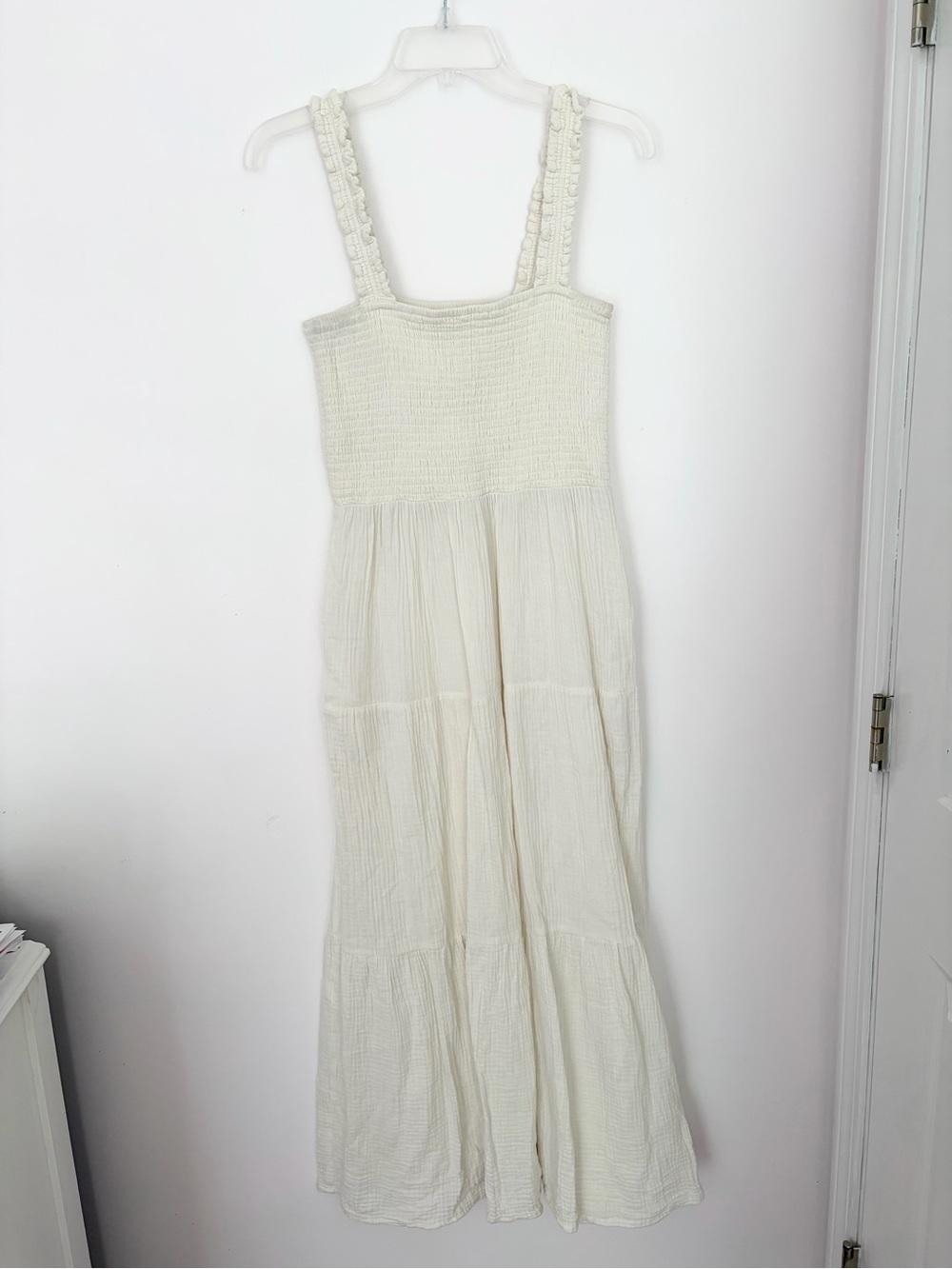 Marine Layer Selene Smocked White Gauze Maxi Dress - Picture 2 of 5